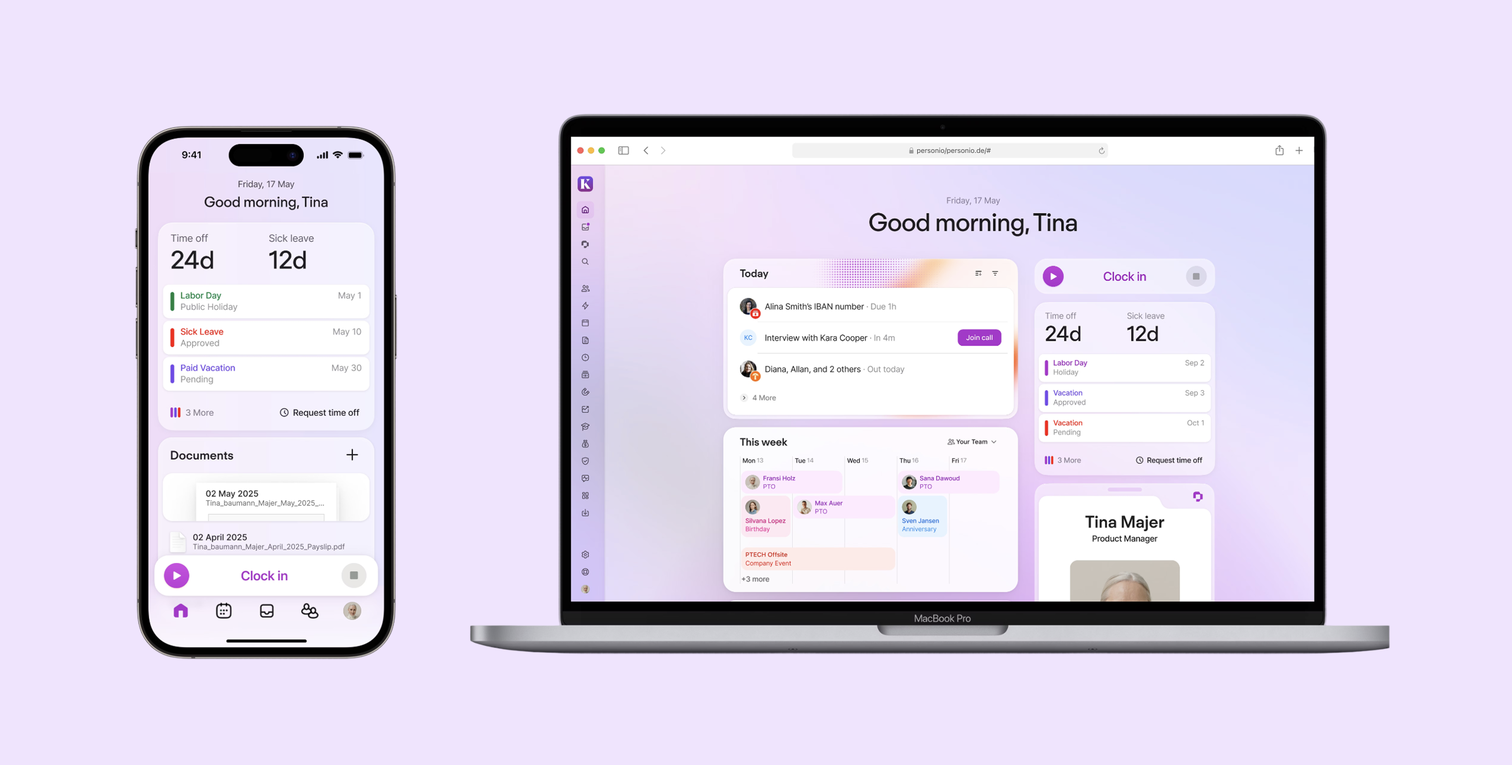 Personio product overhaul — home, mobile, and profile